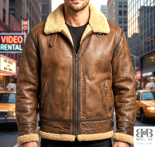 Echte vintage lederjacke mit - echte,