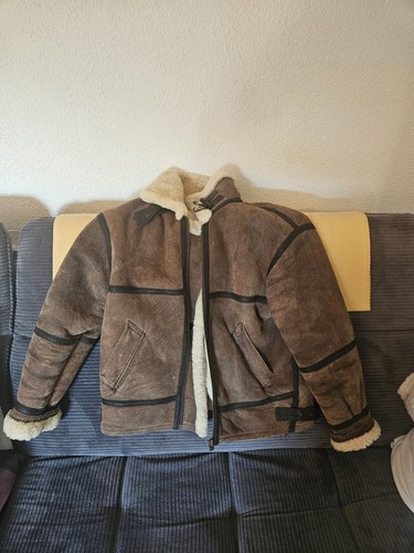 Lammfell herrenjacke mit leder - lammfell,
